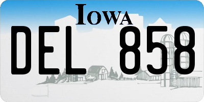 IA license plate DEL858