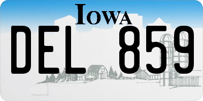 IA license plate DEL859
