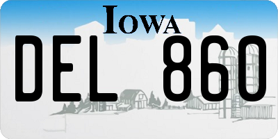 IA license plate DEL860