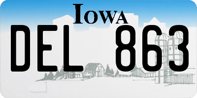 IA license plate DEL863