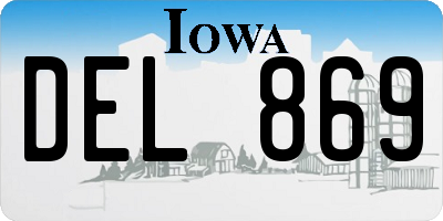 IA license plate DEL869