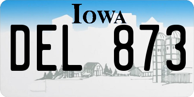 IA license plate DEL873