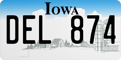 IA license plate DEL874