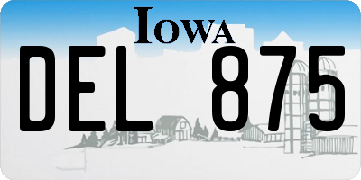 IA license plate DEL875