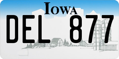 IA license plate DEL877