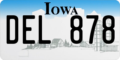 IA license plate DEL878