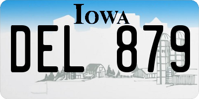 IA license plate DEL879
