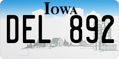 IA license plate DEL892