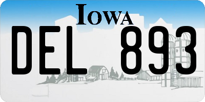 IA license plate DEL893