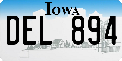 IA license plate DEL894