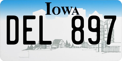 IA license plate DEL897