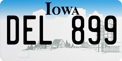 IA license plate DEL899