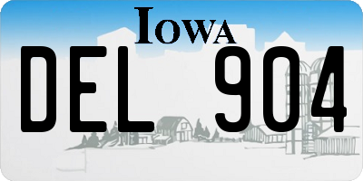 IA license plate DEL904