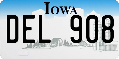 IA license plate DEL908