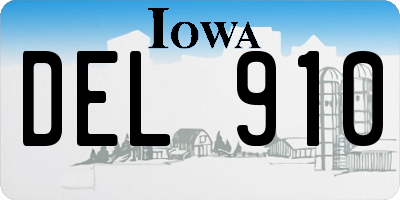 IA license plate DEL910