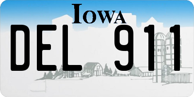IA license plate DEL911