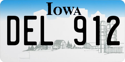 IA license plate DEL912