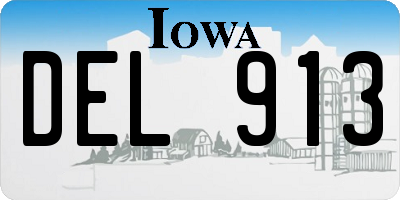 IA license plate DEL913