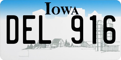 IA license plate DEL916