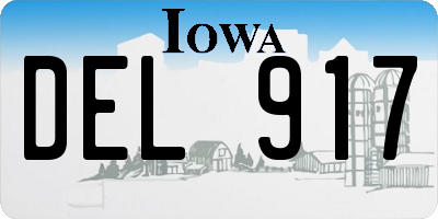 IA license plate DEL917