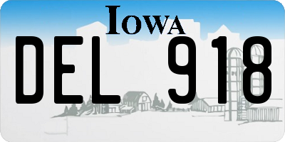 IA license plate DEL918