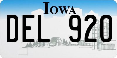 IA license plate DEL920