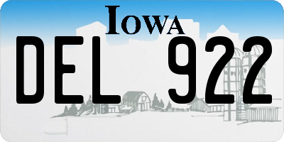 IA license plate DEL922