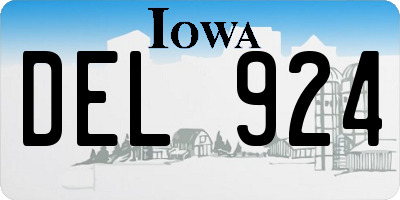 IA license plate DEL924
