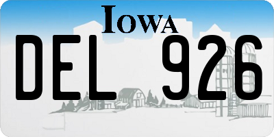 IA license plate DEL926