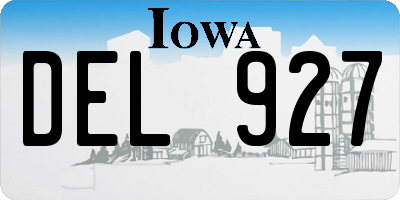 IA license plate DEL927