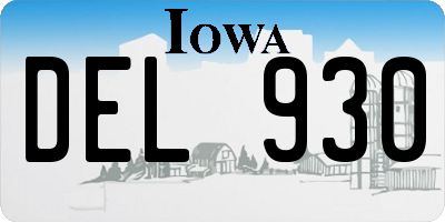 IA license plate DEL930