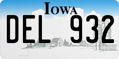 IA license plate DEL932
