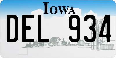 IA license plate DEL934