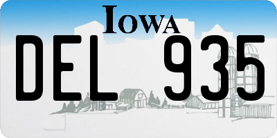 IA license plate DEL935
