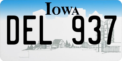 IA license plate DEL937
