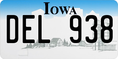 IA license plate DEL938