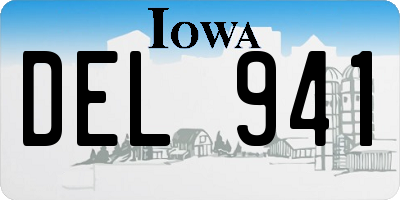 IA license plate DEL941