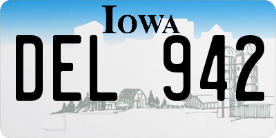 IA license plate DEL942