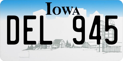 IA license plate DEL945
