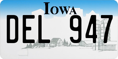 IA license plate DEL947