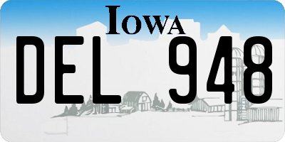 IA license plate DEL948