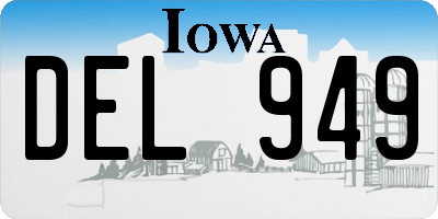 IA license plate DEL949