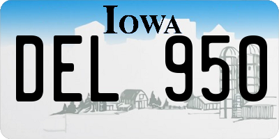 IA license plate DEL950