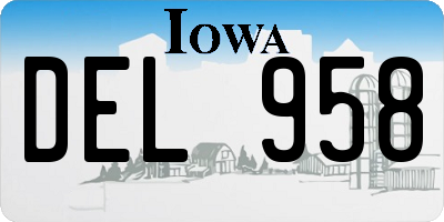 IA license plate DEL958