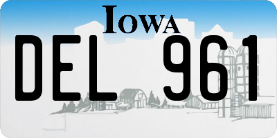 IA license plate DEL961