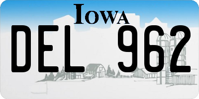 IA license plate DEL962