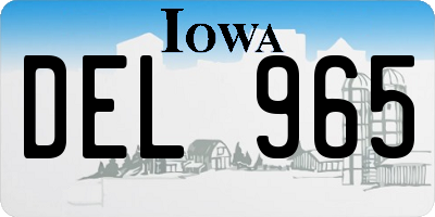IA license plate DEL965