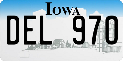IA license plate DEL970