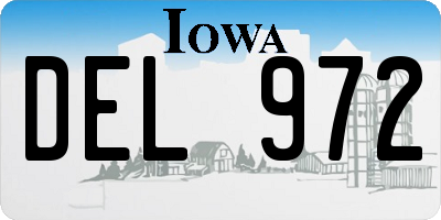IA license plate DEL972