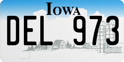 IA license plate DEL973